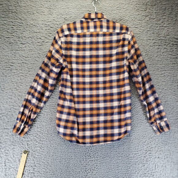 J. Crew Shirt Mens Medium Blue & Orange Plaid Flannel Long Sleeve - Picture 8 of 9